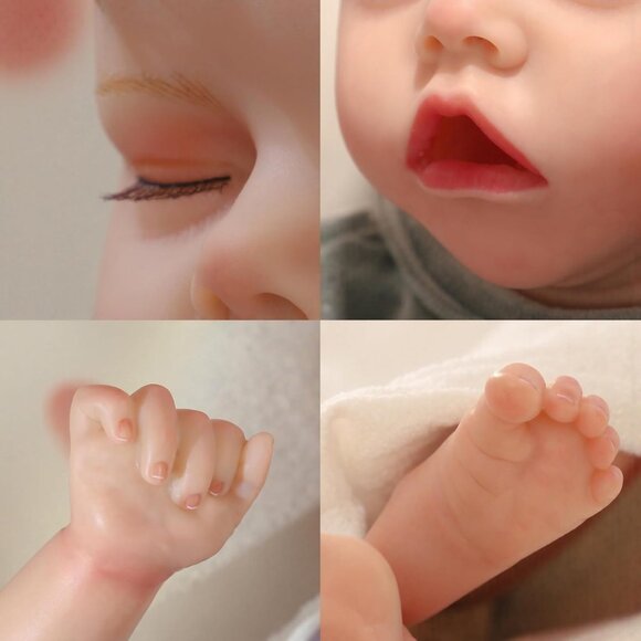 💫 Reborn Baby Dolls Green Soft Vinyl Limbs Cloth Body Poseable Close Eyes Kids - Picture 5 of 7